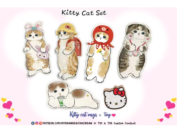 Mix kitty cat rugs and toy by hydrangeachainsaw - The Sims 4 Custom Content