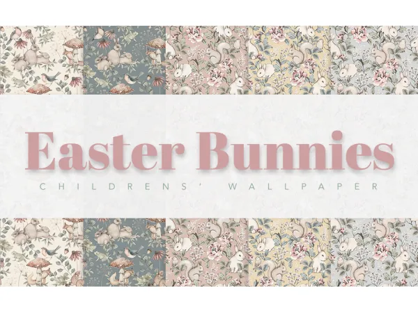 Maxis Match Easter Bunnies Children's Wallpaper by simsfinds - The Sims 4 custom content
