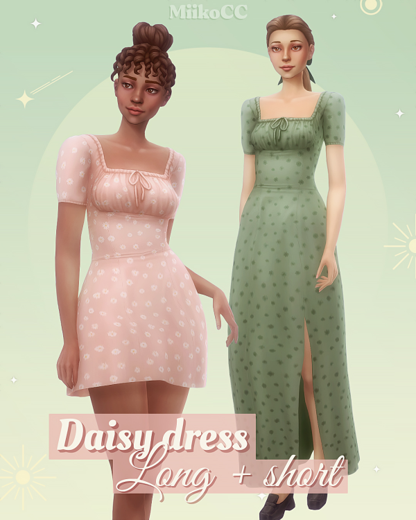 Maxis Match Daisy dress (long short) by simsfinds - The Sims 4 Custom Content