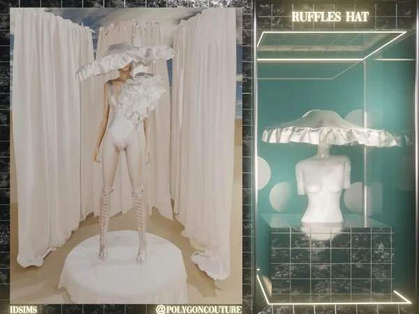 Alpha Ruffles Hat by polygoncouture - The Sims 4 Custom Content