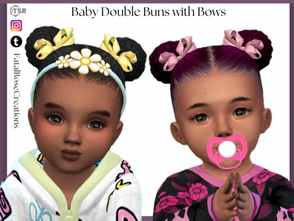 Maxis Match Baby Double Buns with Bows by fatalrosecreations - The Sims 4 Custom Content