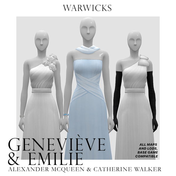 Maxis Match RED CARPET ROYALS GENEVIÈVE EMILIE EVENING GOWNS by simsfinds - The Sims 4 Custom Content
