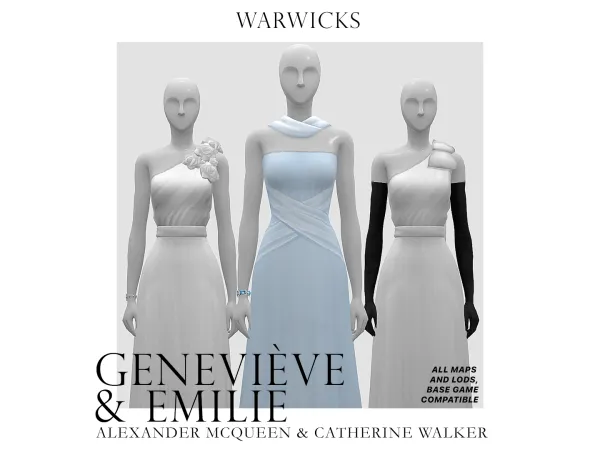 Maxis Match RED CARPET ROYALS GENEVIÈVE EMILIE EVENING GOWNS by WARWICK - The Sims 4 Custom Content