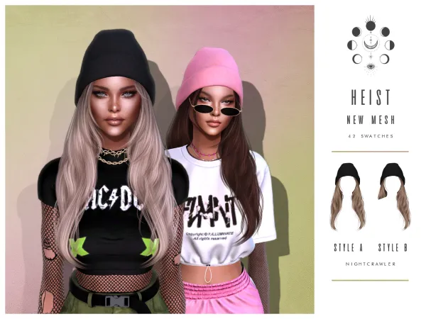 Alpha nightcrawler heist hair by nightcrawler - The Sims 4 Custom Content