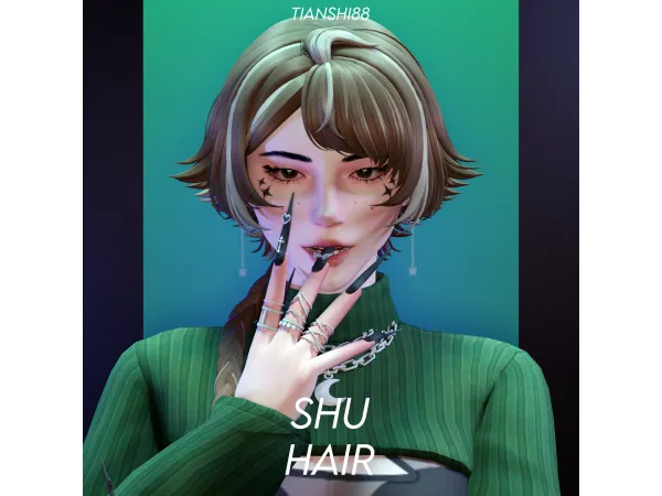Maxis Match SHU HAIR by TIANSHI - The Sims 4 Custom Content