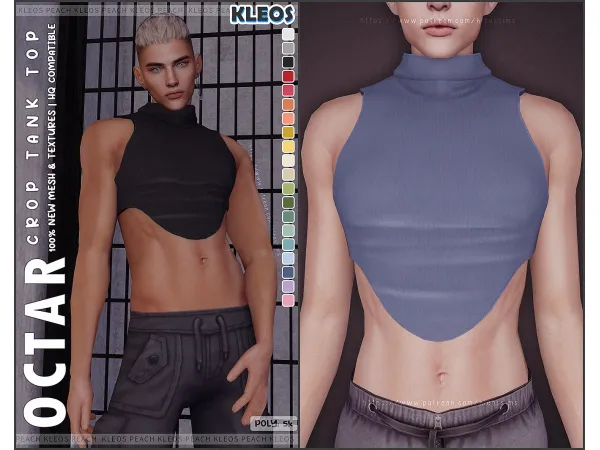Alpha PEACH Octar Crop Tank Top by Kleos Sims - The Sims 4 Custom Content
