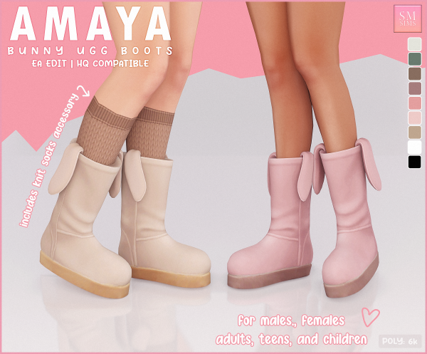 Mix HONEY Amaya Bunny Ugg Boots by simsfinds - The Sims 4 Custom Content