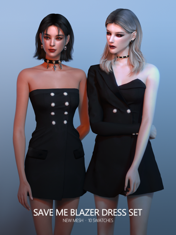 Alpha Save Me Blazer Dress Set by simsfinds - The Sims 4 Custom Content