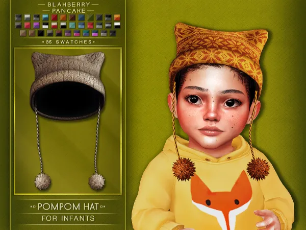 Alpha POMPOM HAT INFANTS BlahberryPancake by blahberry-pancake - The Sims 4 Custom Content