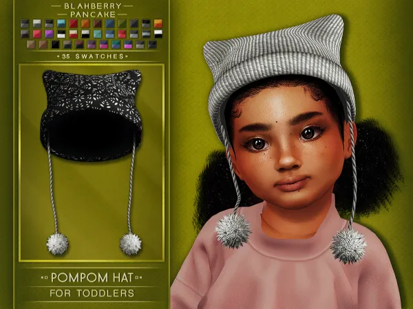 Alpha POMPOM HAT TODDLER BlahberryPancake by blahberry-pancake - The Sims 4 Custom Content