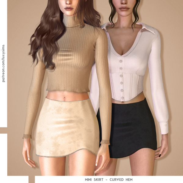 Mix Mini Skirt Curved Hem by luxysims - The Sims 4 Custom Content