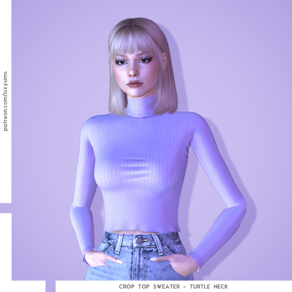 Mix Croptop Sweater Turtle Neck by luxysims - The Sims 4 Custom Content