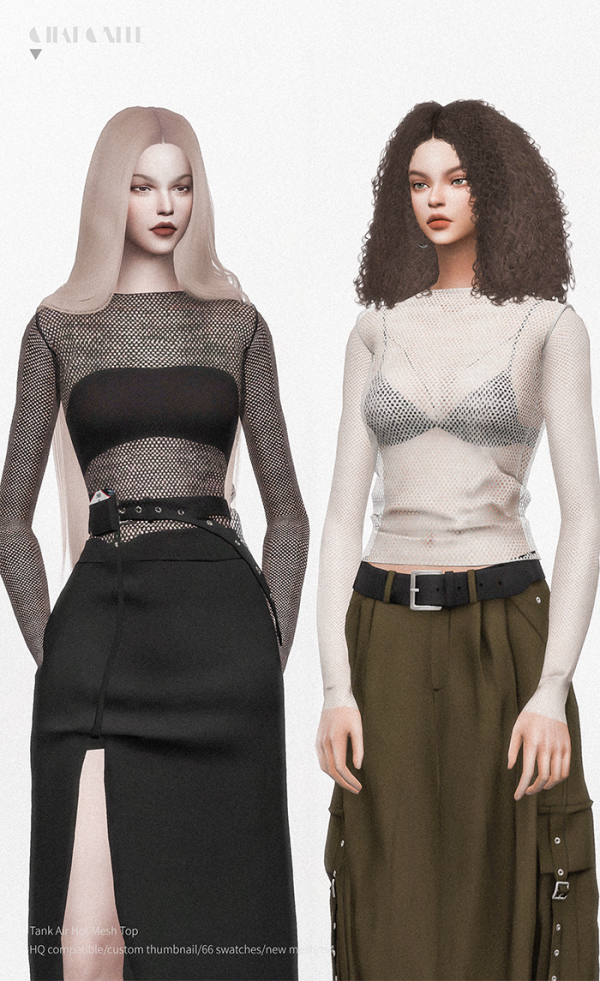 Alpha Tank Air Hot Mesh Top by simsfinds - The Sims 4 Custom Content