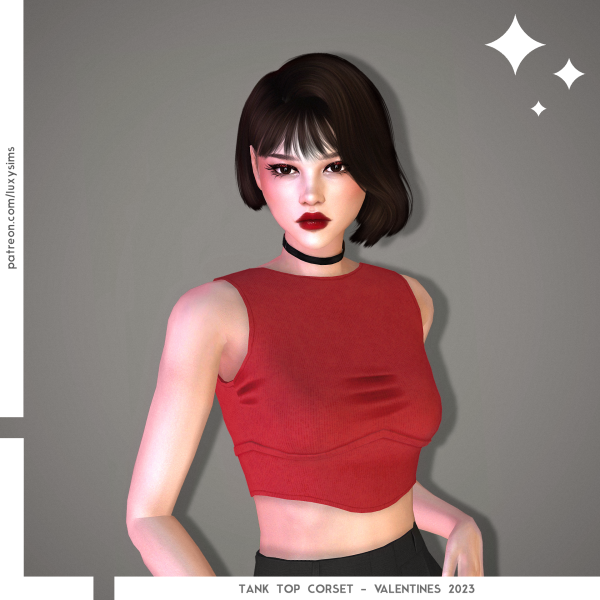 Alpha Tank Top Corset Valentines 2023 by luxysims - The Sims 4 Custom Content