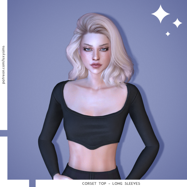 Maxis Match Corset Top Long Sleeves by luxysims - The Sims 4 Custom Content