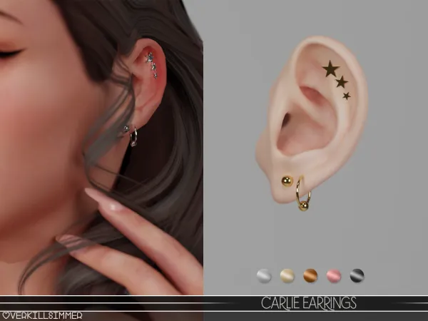 Alpha Carlie earrings by overkillsimmer - The Sims 4 Custom Content
