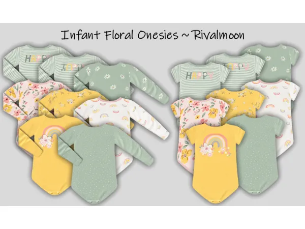 Maxis Match Infant Floral Onesies by rivalmoon - The Sims 4 Custom Content