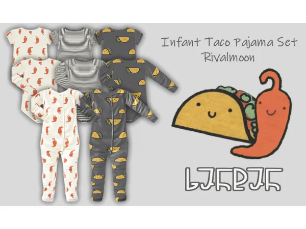 Maxis Match Infant Taco Pajama Set by rivalmoon - The Sims 4 Custom Content