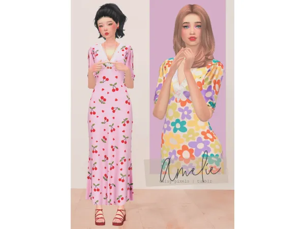 Alpha Amelie Dress by Daisy Pixels - The Sims 4 Custom Content