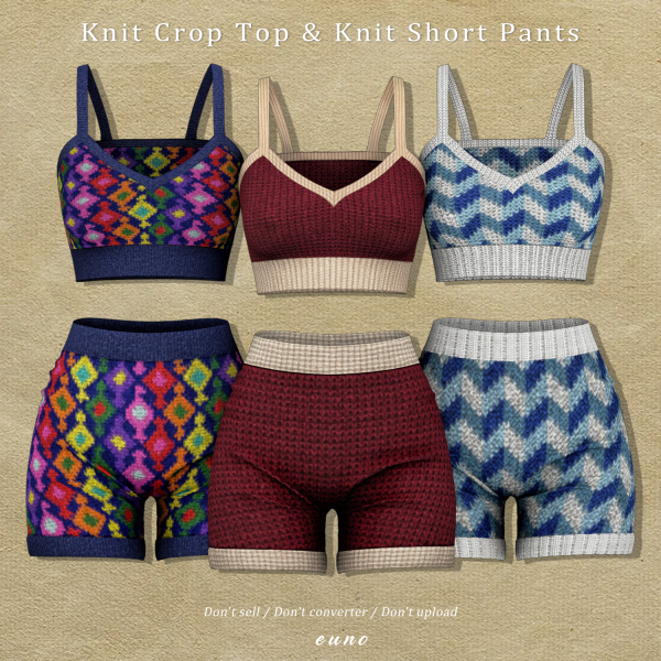 Alpha Crop knit top Knit short pants by simsfinds - The Sims 4 Custom Content