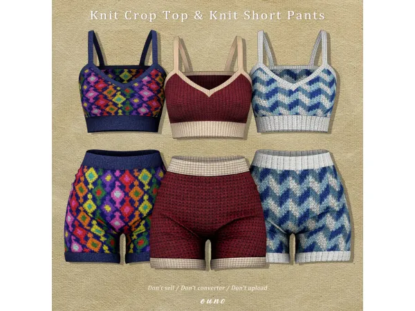 Crop knit top & Knit short pants by euno sims