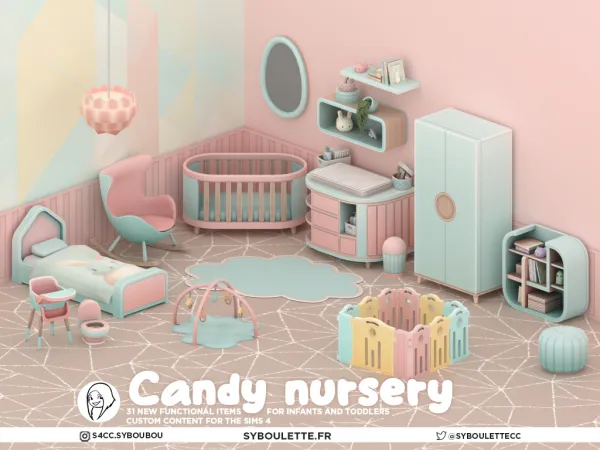 Alpha CANDY NURSERY by simsfinds - The Sims 4 Custom Content