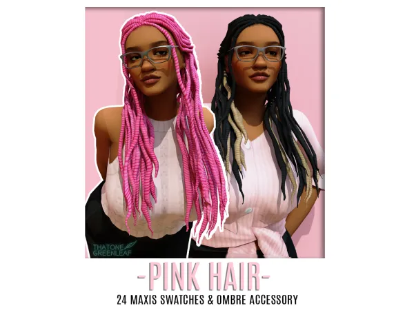 Mix pink hair ombre accessory - The Sims 4 Custom Content