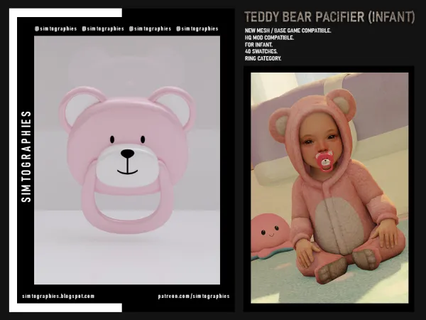 Alpha Teddy Bear Pacifier (INFANT) by simtographies - The Sims 4 Custom Content