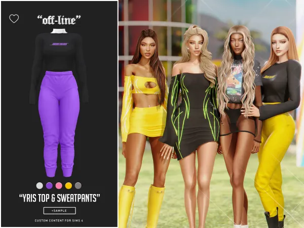 Alpha Off Line Yris Top Sweatpants - The Sims 4 Custom Content