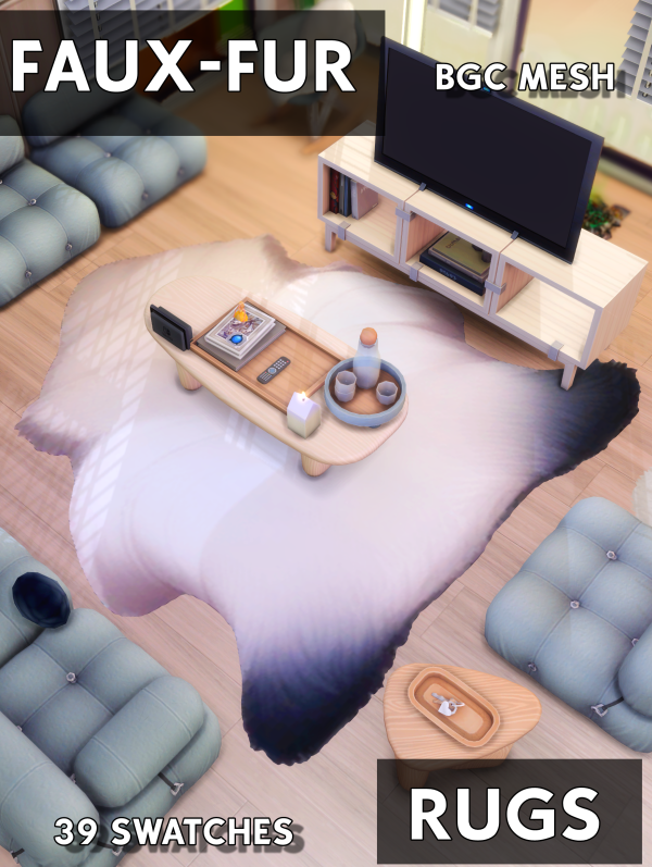 Maxis Match Faux Fur Rugs by simsfinds - The Sims 4 Custom Content