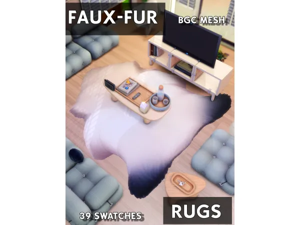 Maxis Match Faux Fur Rugs by CreamLatteDream - The Sims 4 Custom Content