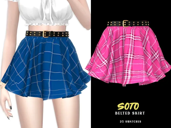 Alpha Soto Belted Skirt by grafity-cc - The Sims 4 Custom Content