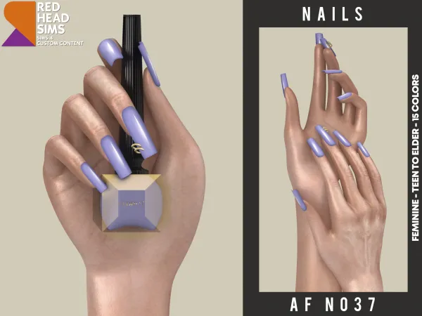 Alpha AF NAILS N037 by redheadsims - The Sims 4 Custom Content
