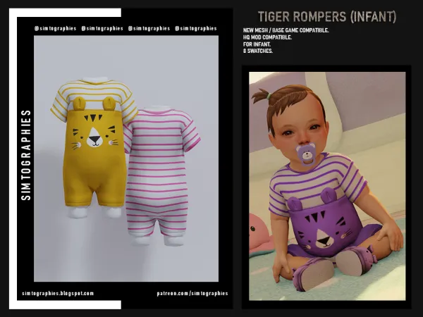 Mix Tiger Rompers (INFANT) - The Sims 4 Custom Content