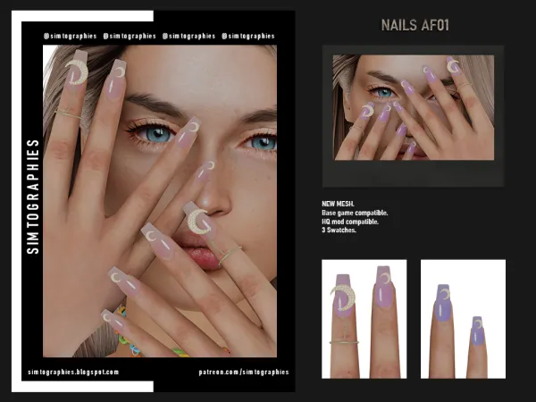 Alpha Nails AF01 by simtographies - The Sims 4 custom content