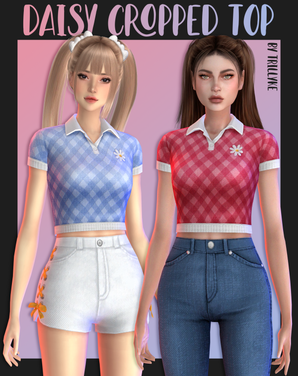 Maxis Match Daisy Cropped Top by simsfinds - The Sims 4 Custom Content
