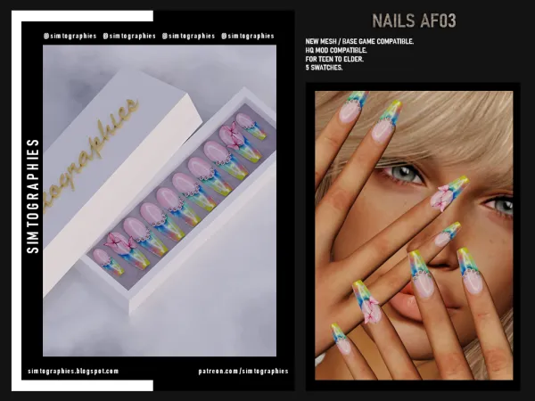 Alpha Nails AF03 by simtographies - The Sims 4 Custom Content