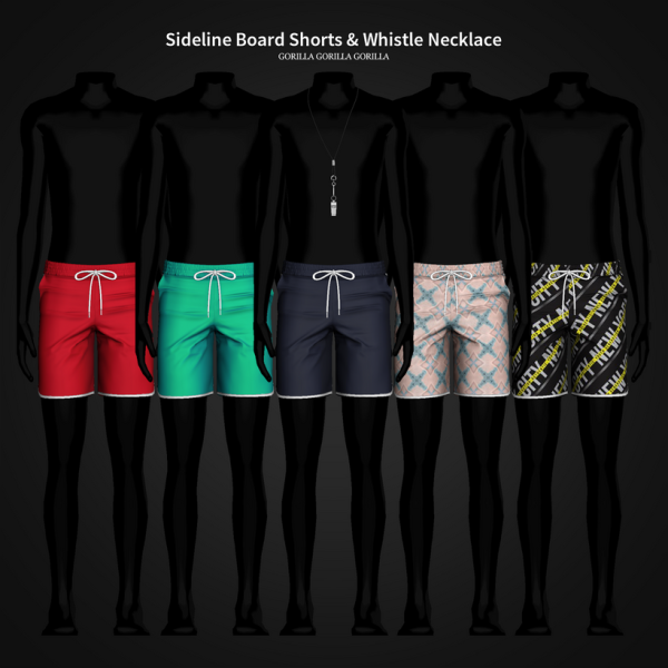 Alpha Sideline Board Shorts Whistle Necklace by simsfinds - The Sims 4 Custom Content