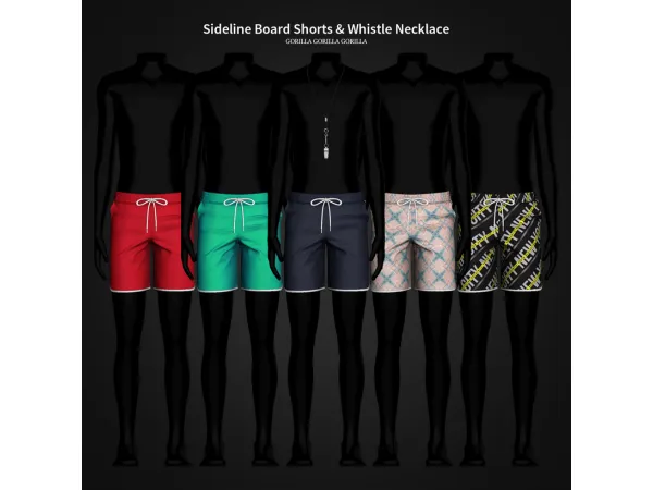 Alpha Sideline Board Shorts Whistle Necklace by gorillax3 - The Sims 4 Custom Content
