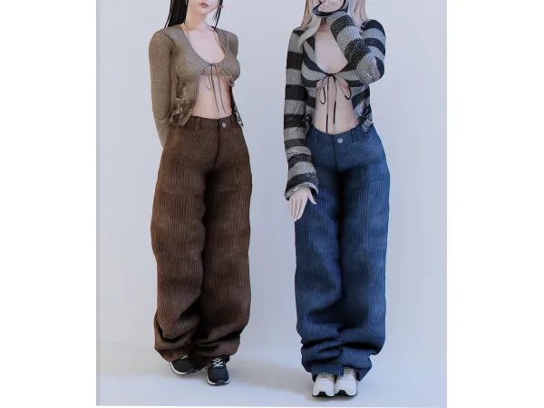 Alpha Samara cardigan corderoy pants - The Sims 4 Custom Content