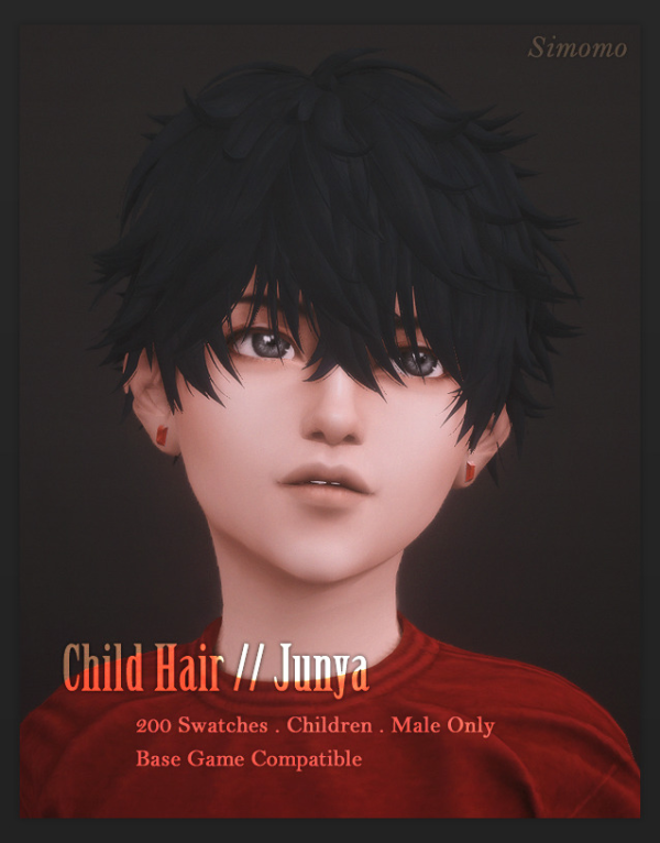 Maxis Match Junya Hair [Child Conversion] by simsfinds - The Sims 4 Custom Content