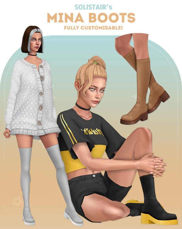 Maxis Match Mina Boots Fully Customisable by simsfinds - The Sims 4 Custom Content