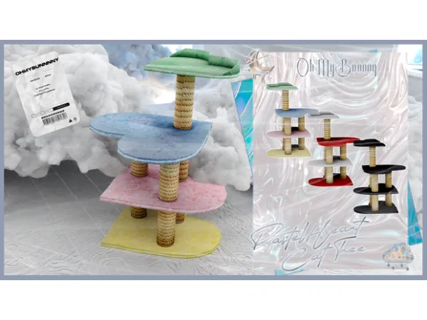 Alpha BABY PASTEL HEART CAT TREE - The Sims 4 Custom Content