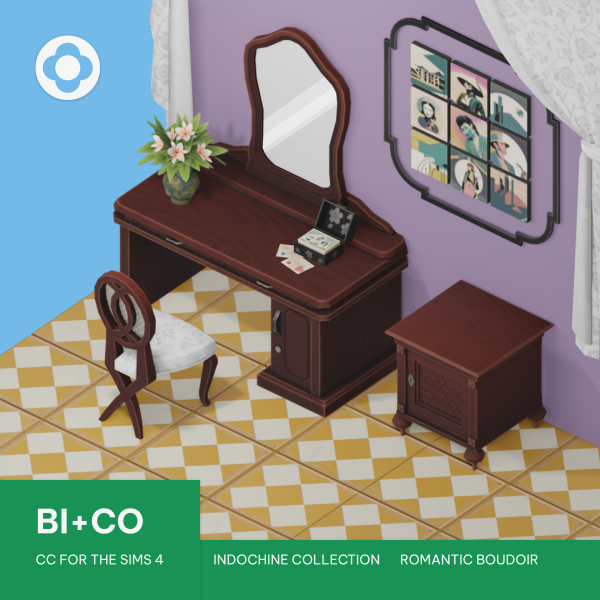 Maxis Match Indochine Collection Romantic Boudoir Set by simsfinds - The Sims 4 Custom Content