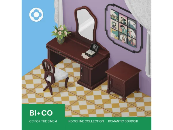 Maxis Match Indochine Collection Romantic Boudoir Set by BICO - The Sims 4 Custom Content