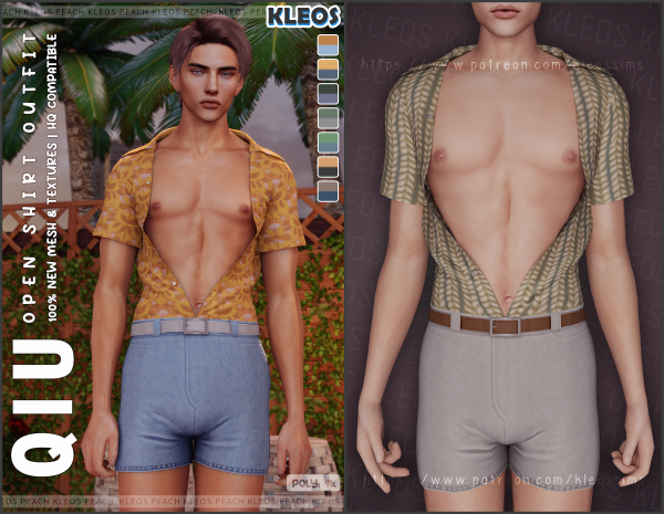 Alpha PEACH Qiu Open Shirt Outfit by smsims - The Sims 4 Custom Content