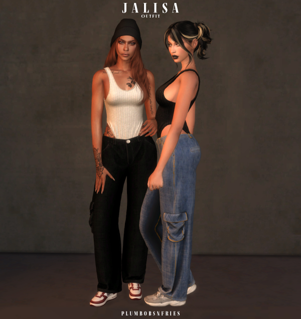 Alpha plumbobsnfries JALISA outfit by simsfinds - The Sims 4 Custom Content
