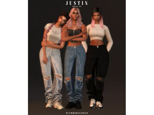 Alpha plumbobsnfries JUSTIN jeans (f) by plumbobsnfries - The Sims 4 Custom Content