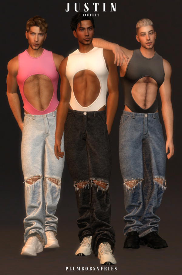 Alpha plumbobsnfries JUSTIN outfit by simsfinds - The Sims 4 Custom Content