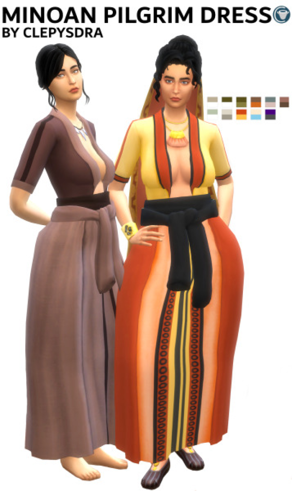 Maxis Match Minoan Pilgrim Dress by simsfinds - The Sims 4 Custom Content